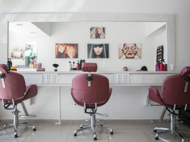 A modern salon styling area