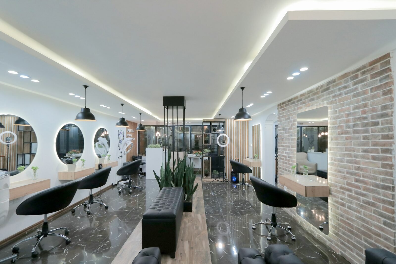 Salon reception and waiting area