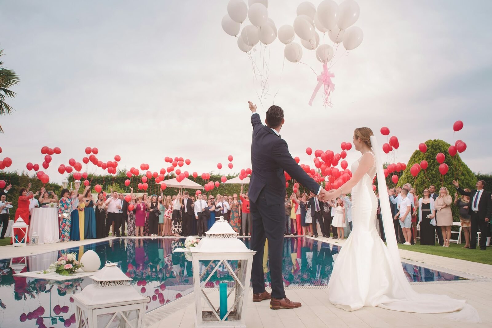 Newlyweds walking together