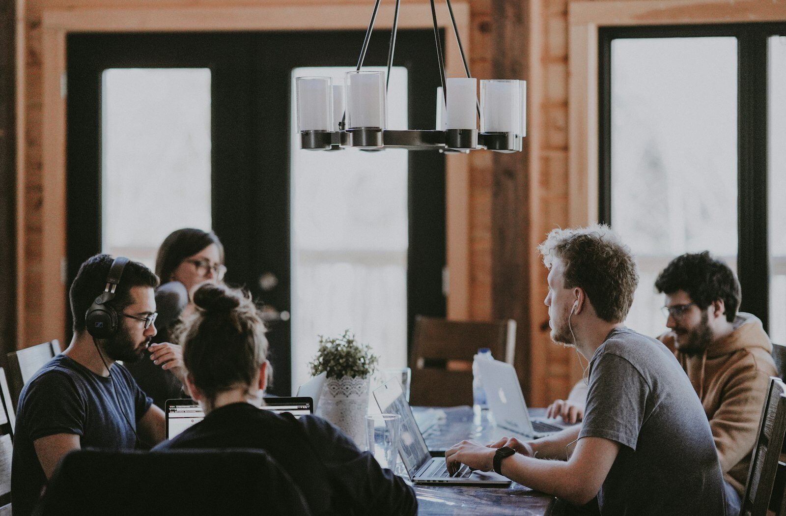 A sales team reviewing a deal together